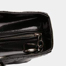 مملوكة مسبقًا حقيبة ديور ليدي ديور "كاناج باتنت" أسود كبير