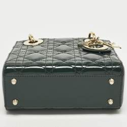 مملوكة مسبقًا Dior Lady Dior Mini Green Cannage Patent Leather Tote