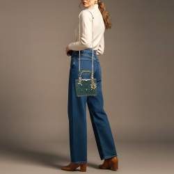 مملوكة مسبقًا Dior Lady Dior Mini Green Cannage Patent Leather Tote
