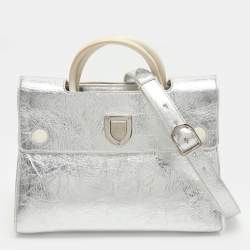 مملوكة مسبقًا Dior Diorever Medium Silver Crinkled Leather Tote