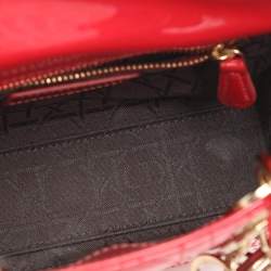 مملوكة مسبقًا Dior Lady Dior Mini Red Cannage Patent Leather Tote