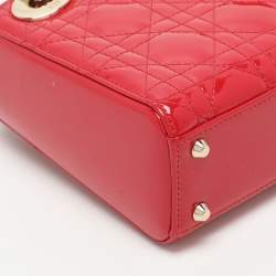 مملوكة مسبقًا Dior Lady Dior Mini Red Cannage Patent Leather Tote