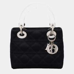 مملوكة مسبقًا Dior Cannage Mini Lady Dior Crystal Embellished Satin Bag