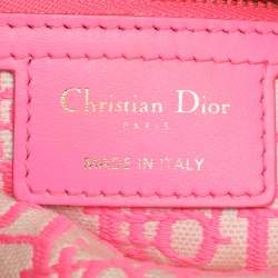 مملوكة مسبقًا Dior Lady Dior Medium Pink/Natural Wicker and Embroidered Canvas Tote