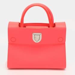 مملوكة مسبقًا Dior Diorever Small Neon Orange Leather Tote