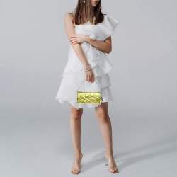 Pre Owned Dior Lady Dior Rendezvous Gold/Green Cannage Leather Wallet on Chain