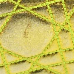 Pre Owned Dior Lady Dior Rendezvous Gold/Green Cannage Leather Wallet on Chain