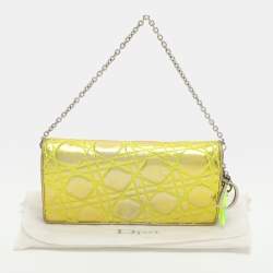 Pre Owned Dior Lady Dior Rendezvous Gold/Green Cannage Leather Wallet on Chain