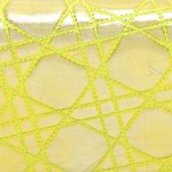 Pre Owned Dior Lady Dior Rendezvous Gold/Green Cannage Leather Wallet on Chain