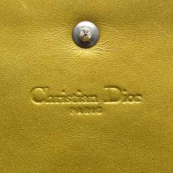 Pre Owned Dior Lady Dior Rendezvous Gold/Green Cannage Leather Wallet on Chain