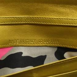 Pre Owned Dior Lady Dior Rendezvous Gold/Green Cannage Leather Wallet on Chain