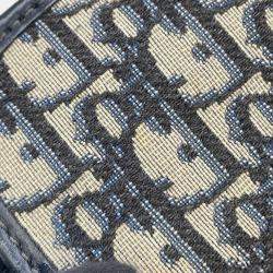 مملوكة مسبقًا حقيبة كلاتش ديور أوبليك كويك جلد كانفاس كحلي/ بيج