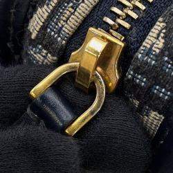 مملوكة مسبقًا حقيبة كلاتش ديور أوبليك كويك جلد كانفاس كحلي/ بيج