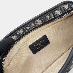 مملوكة مسبقًا حقيبة كلاتش ديور أوبليك كويك جلد كانفاس كحلي/ بيج