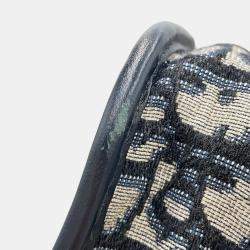 مملوكة مسبقًا حقيبة كلاتش ديور أوبليك كويك جلد كانفاس كحلي/ بيج