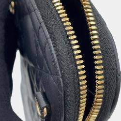 Pre Owned Dior Cannage Lady Dior Call'In Dior Phone Holder 2-Way Black Lambskin