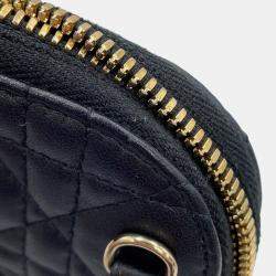 Pre Owned Dior Cannage Lady Dior Call'In Dior Phone Holder 2-Way Black Lambskin