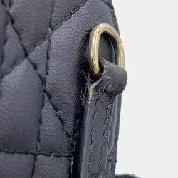 Pre Owned Dior Cannage Lady Dior Call'In Dior Phone Holder 2-Way Black Lambskin