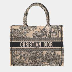 مملوكة مسبقًا حقيبة يد ديور تول دو جوي بوك سوداء/عاجية كانفاس متوسطة الحجم