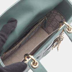 مملوكة مسبقًا حقيبة كريستيان ديور ليدي جلدية صغيرة خضراء