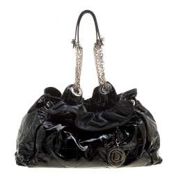 Pre Owned Dior Black Cannage Patent Leather Le Trente Hobo