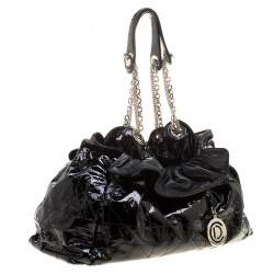 Pre Owned Dior Black Cannage Patent Leather Le Trente Hobo