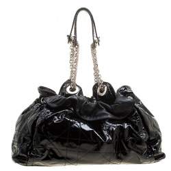 Pre Owned Dior Black Cannage Patent Leather Le Trente Hobo