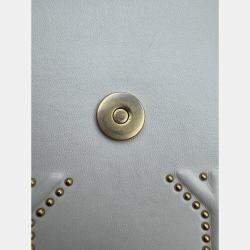 Pre Owned Dior White Leather Studded Diorama Vertical Chain Clutch