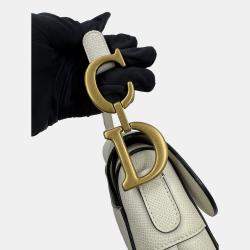 Pre Owned حقيبة ديور سرج جلد أبيض متوسطة