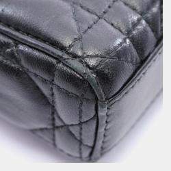 Pre Owned Dior Lady D -Joy Medium Black Cannage Lambskin Leather Top Handle Bag