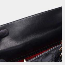Pre Owned Dior Lady D -Joy Medium Black Cannage Lambskin Leather Top Handle Bag
