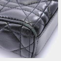 Pre Owned Dior Lady D -Joy Medium Black Cannage Lambskin Leather Top Handle Bag