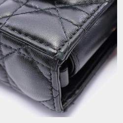 Pre Owned Dior Lady D -Joy Medium Black Cannage Lambskin Leather Top Handle Bag