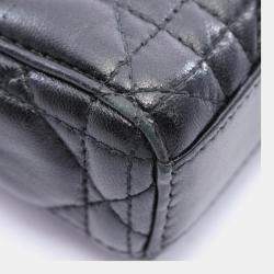 Pre Owned Dior Lady D -Joy Medium Black Cannage Lambskin Leather Top Handle Bag