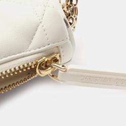 Pre Owned Christian Dior Vibe Small White Cannage Lambskin Leather Hobo Bag