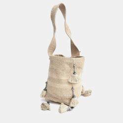 Pre Owned Christian Dior D-Bubble Beige Canvas Bucket Bag