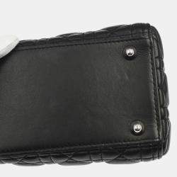 مملوكة مسبقًا Christian Dior Lady Dior Medium Black Lambskin Leather Top Handle Bag