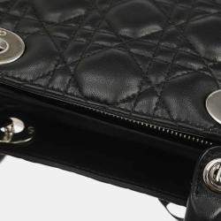 مملوكة مسبقًا Christian Dior Lady Dior Medium Black Lambskin Leather Top Handle Bag