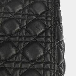 مملوكة مسبقًا Christian Dior Lady Dior Medium Black Lambskin Leather Top Handle Bag