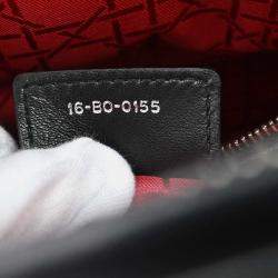مملوكة مسبقًا Christian Dior Lady Dior Medium Black Lambskin Leather Top Handle Bag