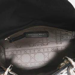 Pre Owned Christian Dior Mini Lady Dior Black Satin Swarovski Crystal Top Handle Bag