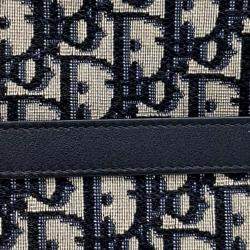 Pre Owned Christian Dior Navy Blue Fabric Oblique Clutch