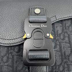 Pre Owned Dior Mini Saddle Messenger Bag Dior Oblique Jacquard With Black Grained Calfskin Flap