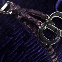 Pre Owned حقيبة ديور يد علوية جلد ثعبان وقطيفة بنفسجية فاتحة/ زرقاء انديغو