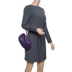 مملوكة مسبقًا Dior Purple Pleated Leather Frame Clutch