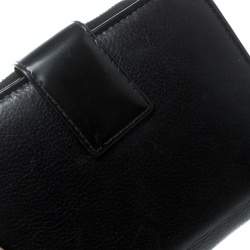مملوكة مسبقًا Dior Black Leather Dice Charm Zip Compact Wallet 