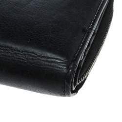 مملوكة مسبقًا Dior Black Leather Dice Charm Zip Compact Wallet 