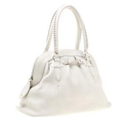 Pre Owned Dior White Leather My Dior Frame Satchel