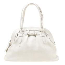 Pre Owned Dior White Leather My Dior Frame Satchel