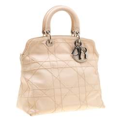 Pre Owned Dior Cream Cannage Quilted Leather Granville Tote